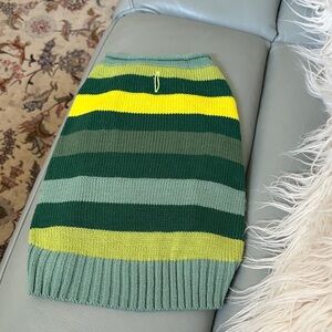 Vibrant Green and Yellow Striped Dog Sweater
